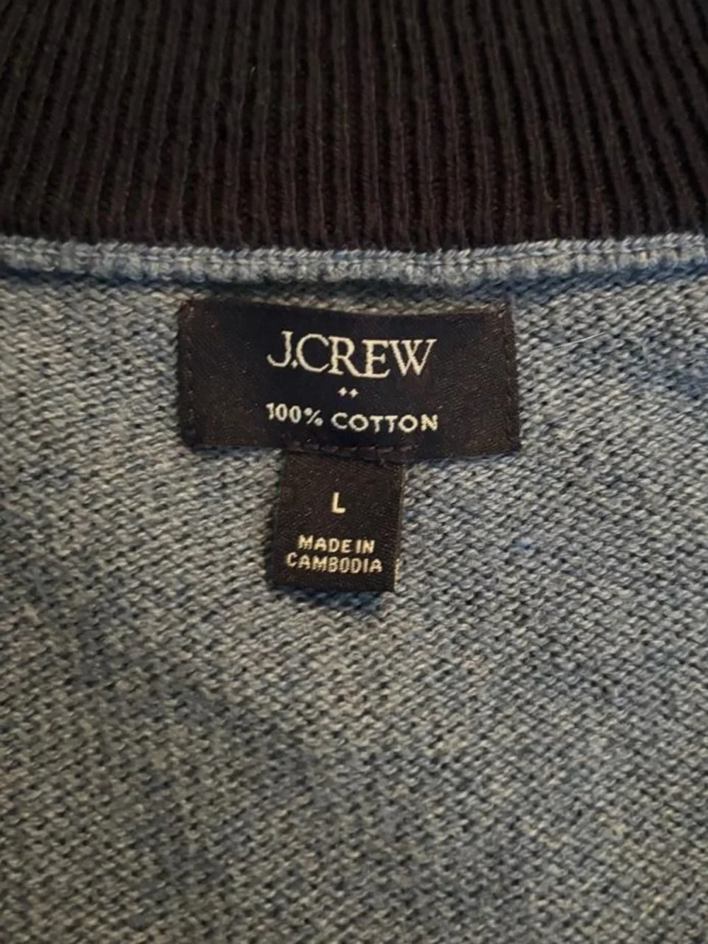J.Crew Factory 100% Cotton Quarter-Zip Sweater - Heathered Blue (Large)